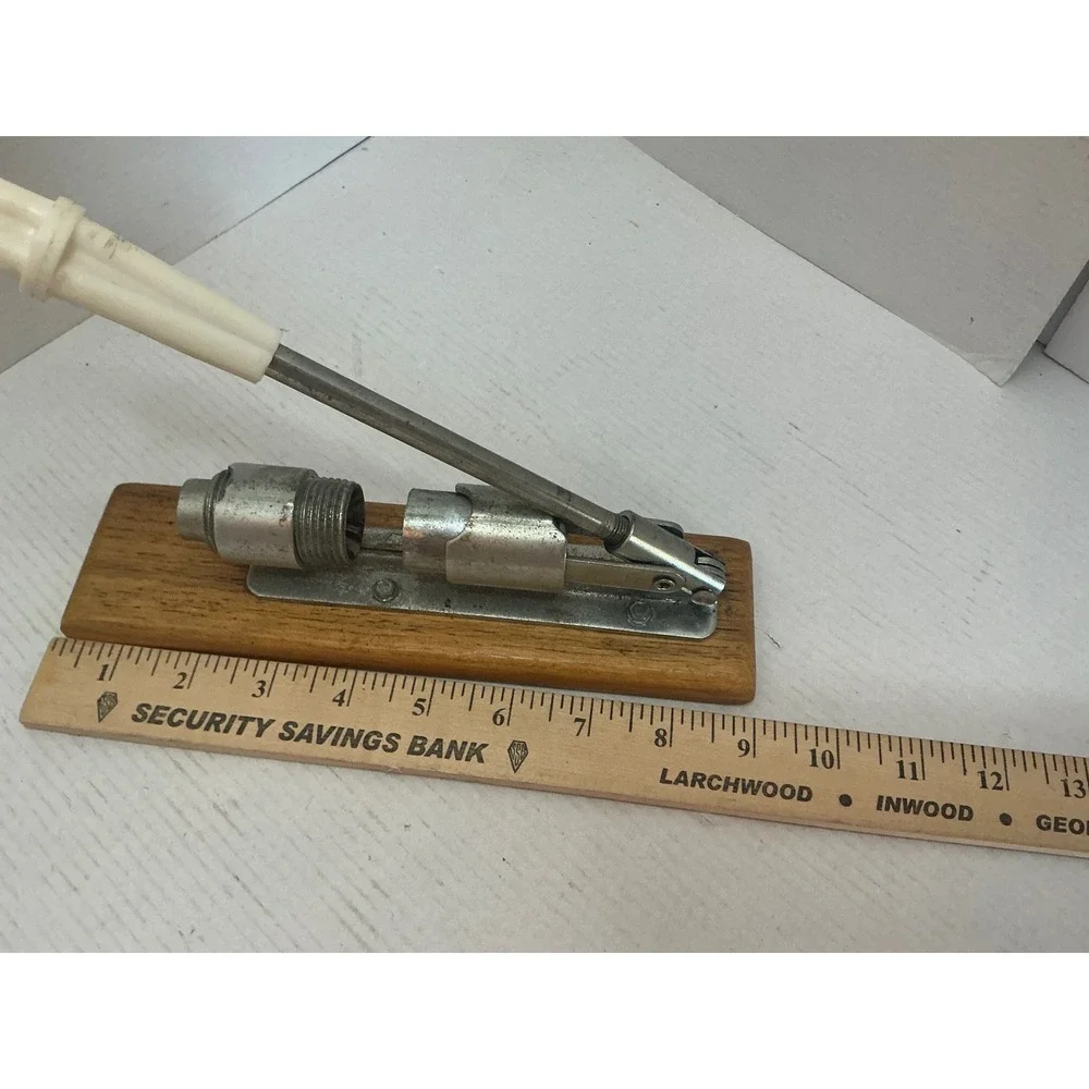 Reed Vintage Rocket Nutcracker Lever Action Wood Base Pecan Tool Large